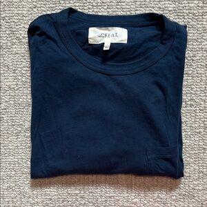 THE GREAT. Navy Women’s Pocket Crop Short Sleeve Tee